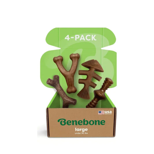 Benebone Large 4-Pack Dog Chew Toys for Aggressive Chewers