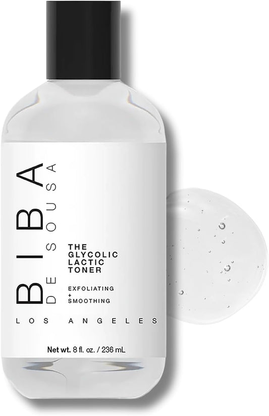 Biba De Sousa The Glycolic Lactic Toner - Exfoliating Toner with AHA, Hyaluronic Acid, and Aloe Vera