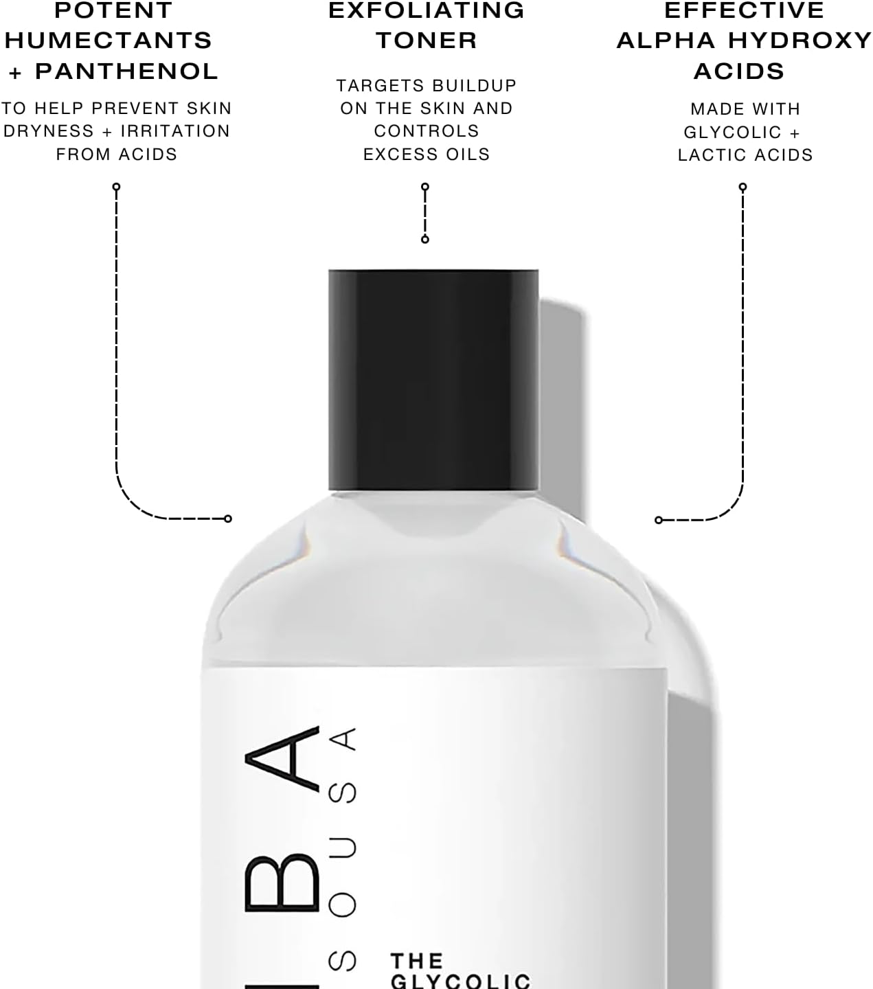 Biba De Sousa The Glycolic Lactic Toner - Exfoliating Toner with AHA, Hyaluronic Acid, and Aloe Vera