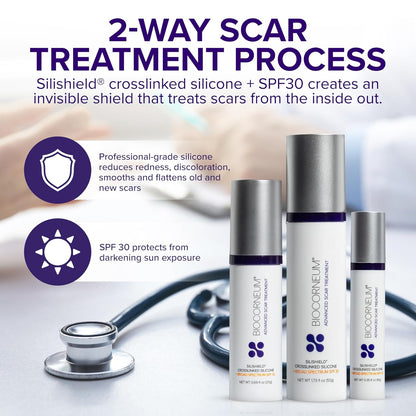 Biocorneum Silicone Scar Gel with SPF 30, Fast-Drying Scar Cream, 10g | Advanced Scar Treatment with Silishield®..