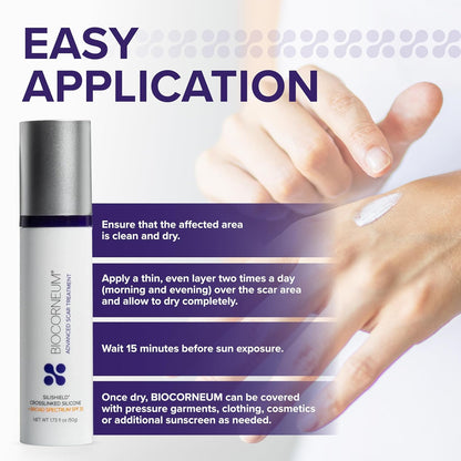 Biocorneum Silicone Scar Gel with SPF 30, Fast-Drying Scar Cream, 10g | Advanced Scar Treatment with Silishield®..