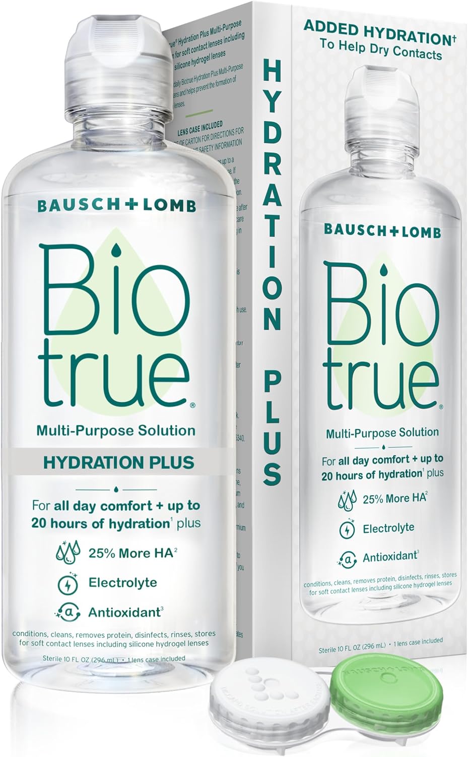 Biotrue Hydration Plus Contact Lens Solution with Lens Case, Multi-Purpose Solution for Soft Lenses, Hydrates..
