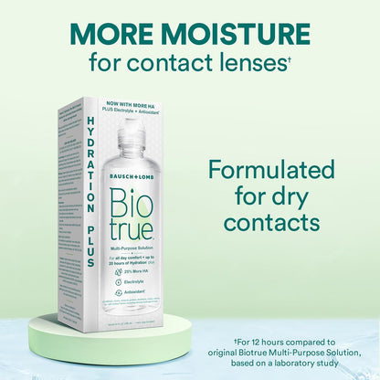 Biotrue Hydration Plus Contact Lens Solution with Lens Case, Multi-Purpose Solution for Soft Lenses, Hydrates..