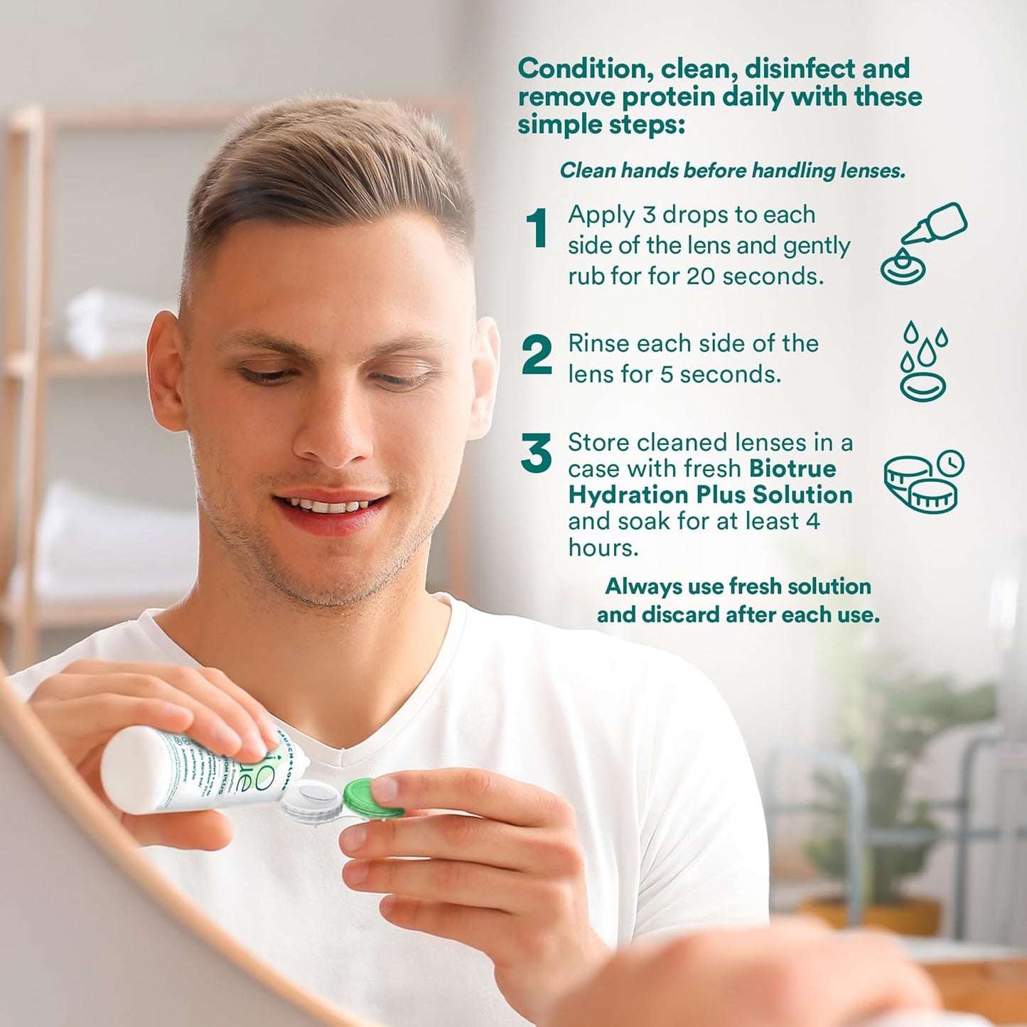 Biotrue Hydration Plus Contact Lens Solution with Lens Case, Multi-Purpose Solution for Soft Lenses, Hydrates..