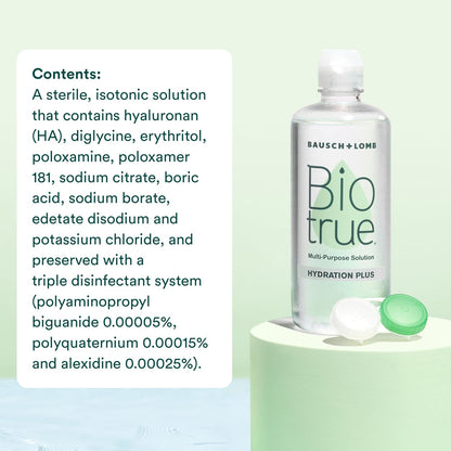 Biotrue Hydration Plus Contact Lens Solution with Lens Case, Multi-Purpose Solution for Soft Lenses, Hydrates..