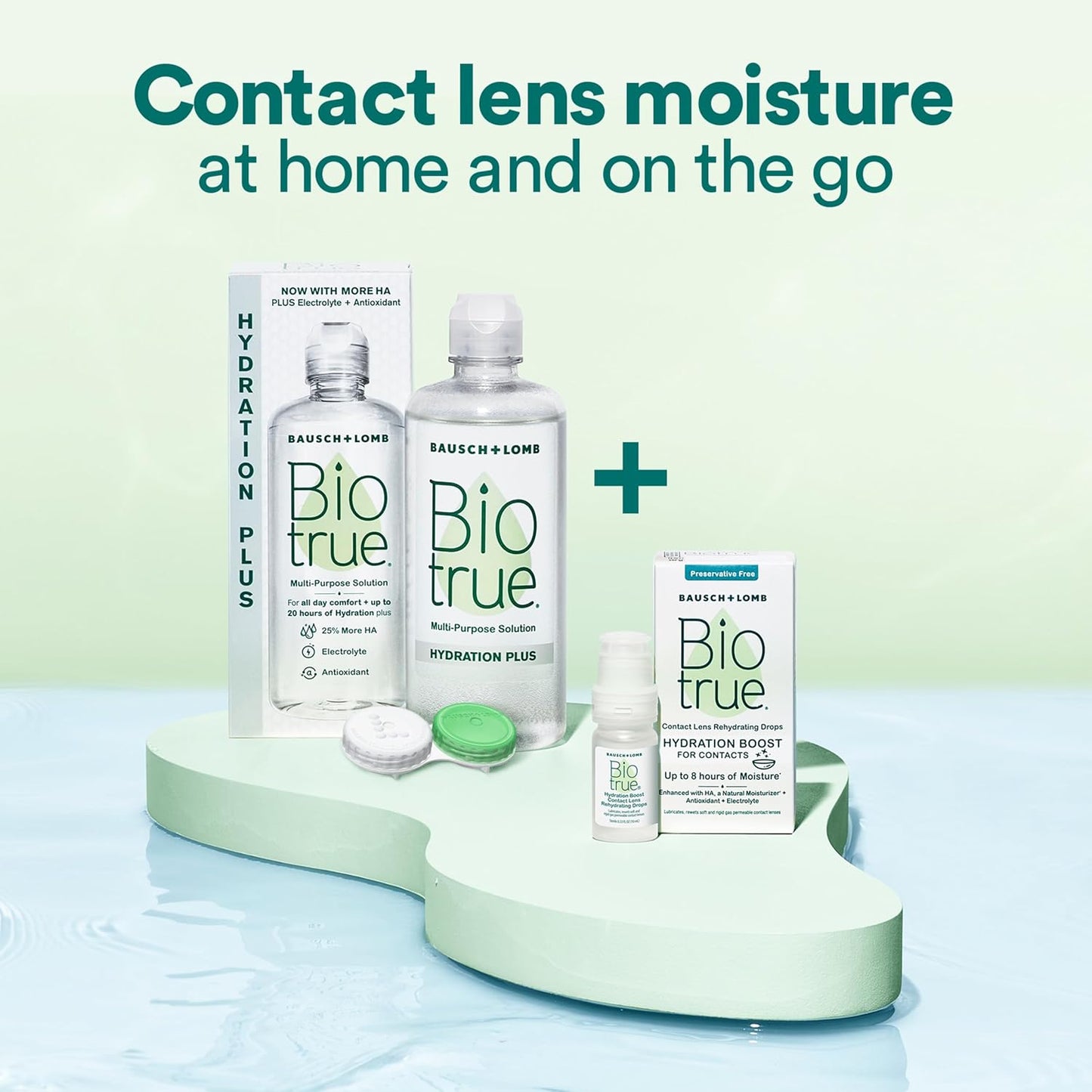 Biotrue Hydration Plus Contact Lens Solution with Lens Case, Multi-Purpose Solution for Soft Lenses, Hydrates..