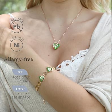 Leafael Birthstone Crystal Necklaces for Women, Heart Gifts for Mom & Wife..
