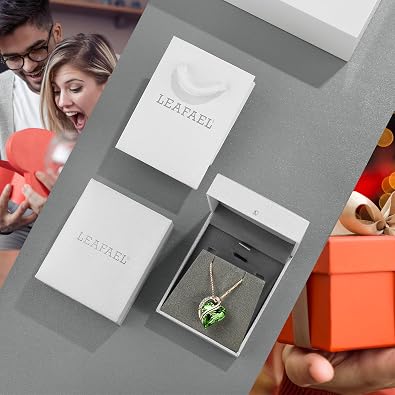 Leafael Birthstone Crystal Necklaces for Women, Heart Gifts for Mom & Wife..