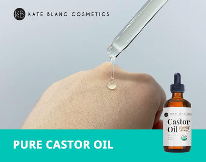 Kate Blanc Cosmetics Castor Oil Organic (4oz), 100% Pure, Cold Pressed, Hexane Free. Natural Oil for Hair..