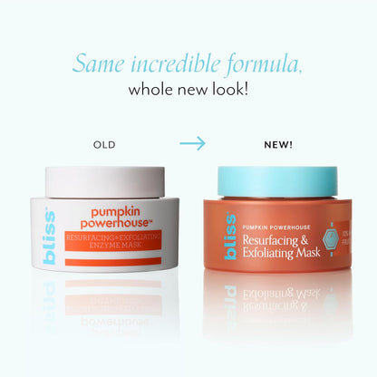Bliss Pumpkin Powerhouse &amp; Resurfacing Enzyme Mask - 10% AHA Pumpkin Blend with Prebiotics and Hyaluronic Acid for Smooth..