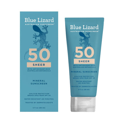 Blue Lizard Sheer Mineral SPF 50 Sunscreen Lotion, Zinc Oxide, 100% Mineral Formula, Rubs In Smooth..