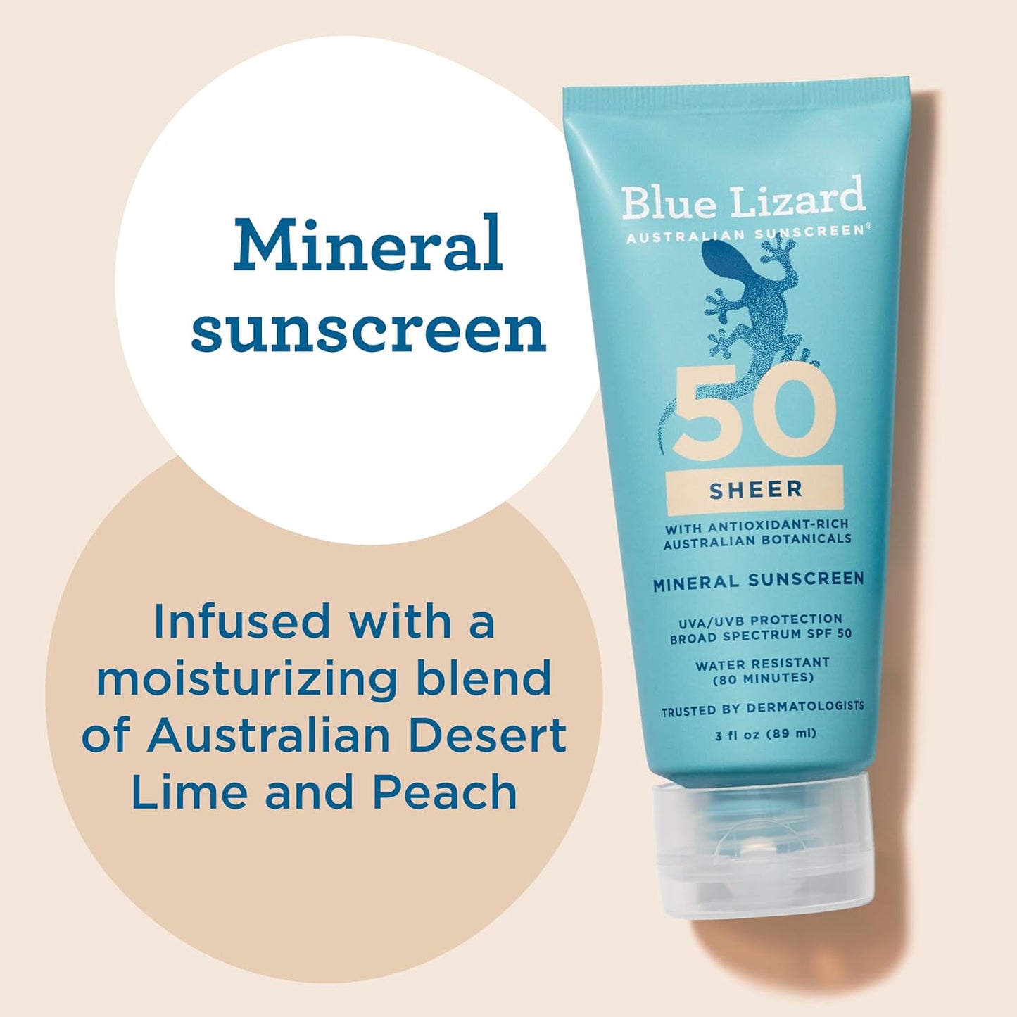 Blue Lizard Sheer Mineral SPF 50 Sunscreen Lotion, Zinc Oxide, 100% Mineral Formula, Rubs In Smooth..