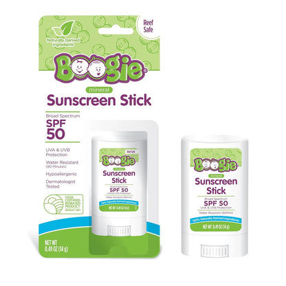 Boogie Mineral Sunscreen Stick SPF 50- 0.49 oz - Sunscreen for Kids - Broad Spectrum UVA & UVB Protection..