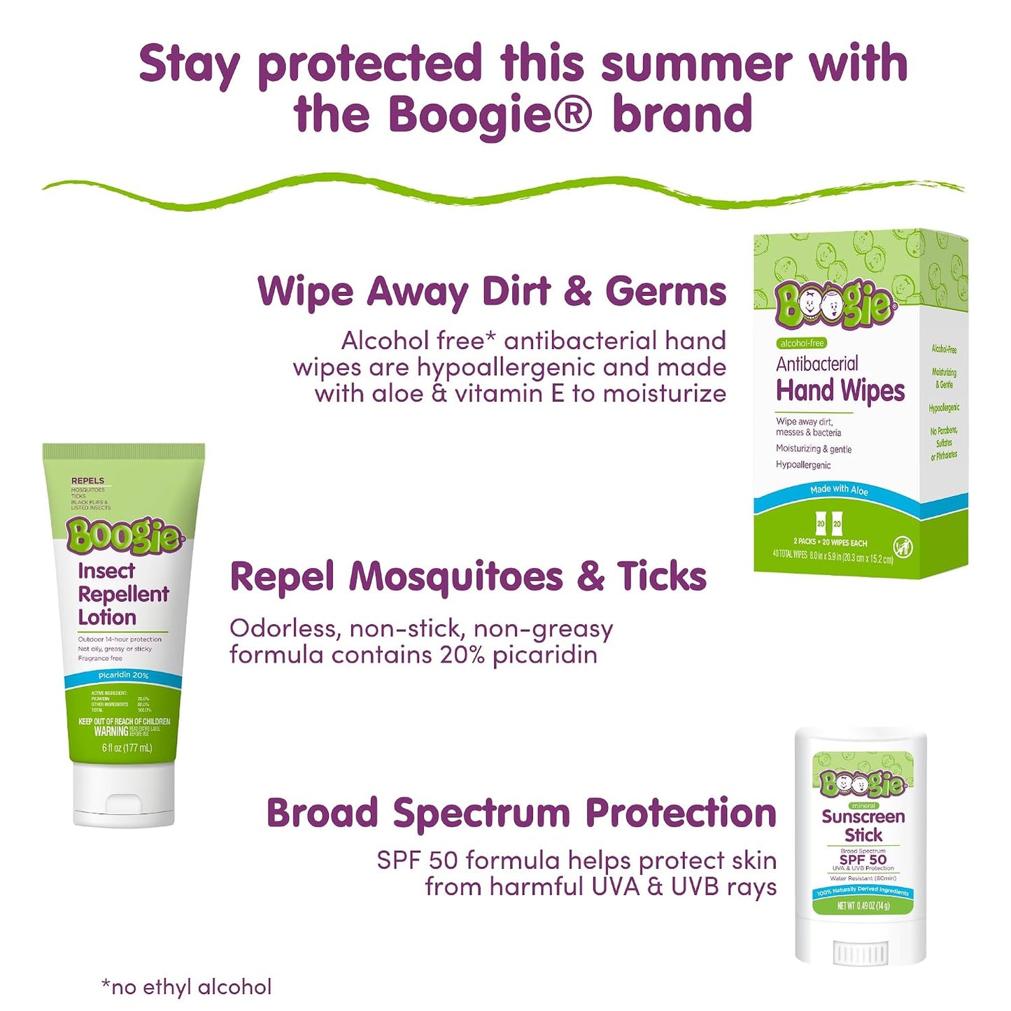 Boogie Mineral Sunscreen Stick SPF 50- 0.49 oz - Sunscreen for Kids - Broad Spectrum UVA & UVB Protection..
