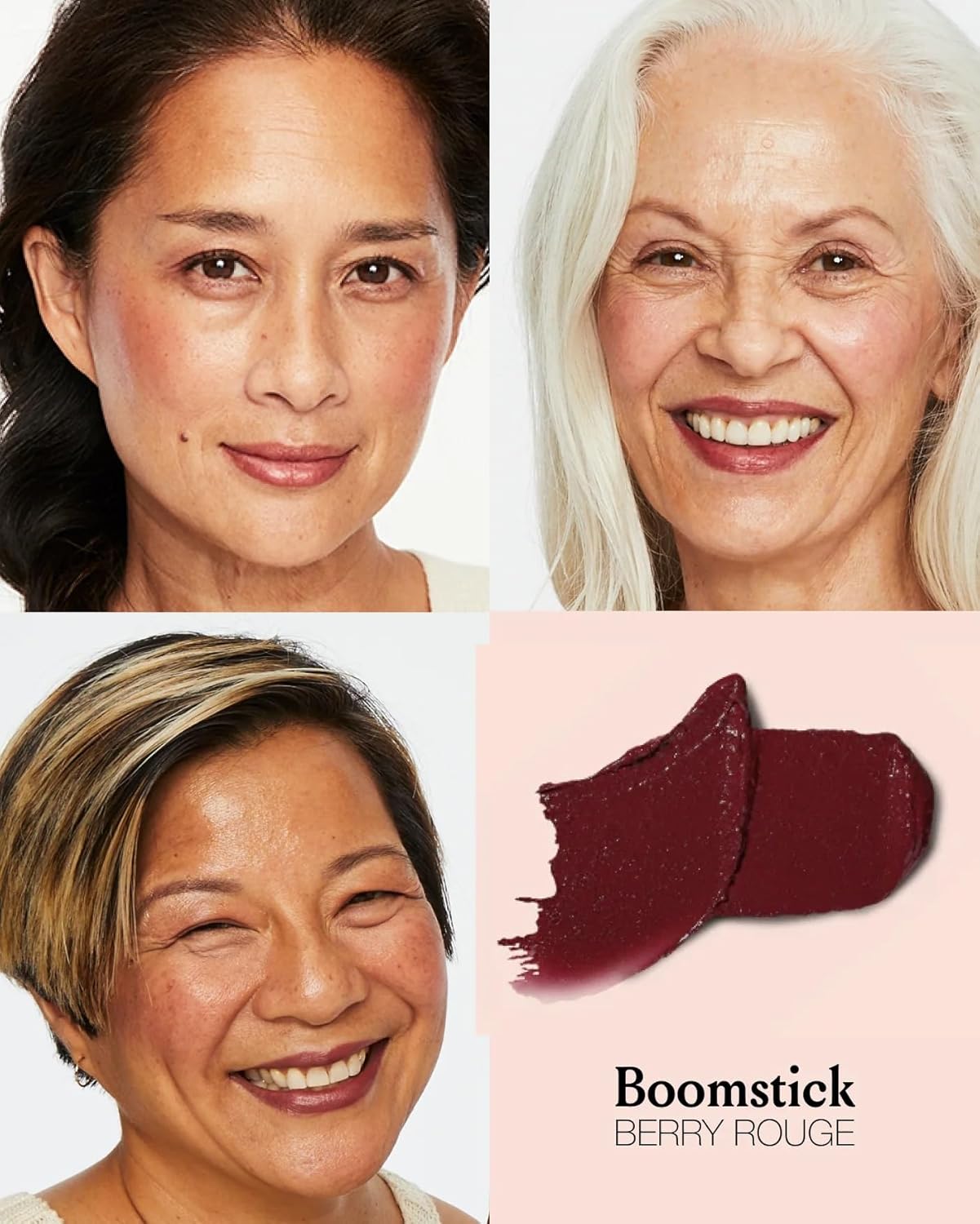 Boomstick Color® All-in-One Cream Blush for Cheeks, Eyes &amp; Lips, Berry | Long Wearing, Blendable Makeup Stick for Mature Skin..