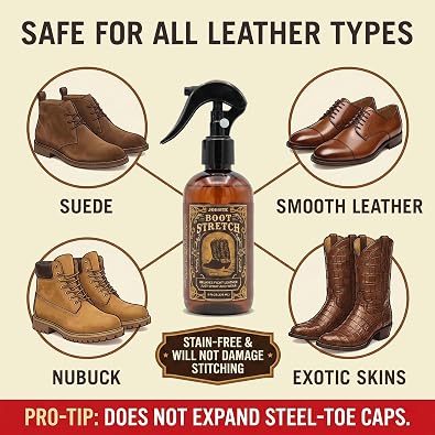 JobSite Boot Stretcher Spray - Shoe Stretch Spray & Leather Softener For Cowboy Boots & Fashion Shoes - 8.5 oz