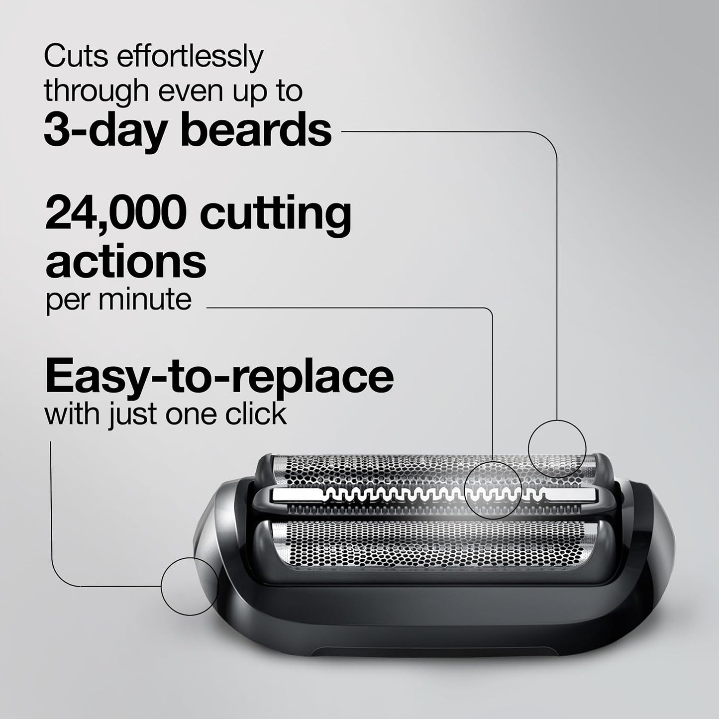 Braun Series 5 53B Electric Shaver Head, Black – Designed for Series 5 and Series 6 shavers (new generation)