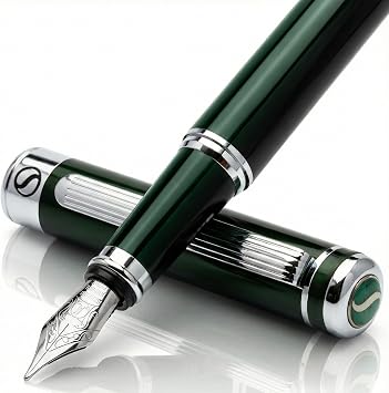 Scriveiner Stainless Steel Rollerball Pen - Stunning Luxury Metal Pen with Silver Chrome Finish..