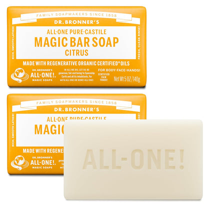Dr. Bronner's Pure-Castile Magic Bar Soaps - Made with Regenerative Organic Certified Oils - For Face, Body, Hair..