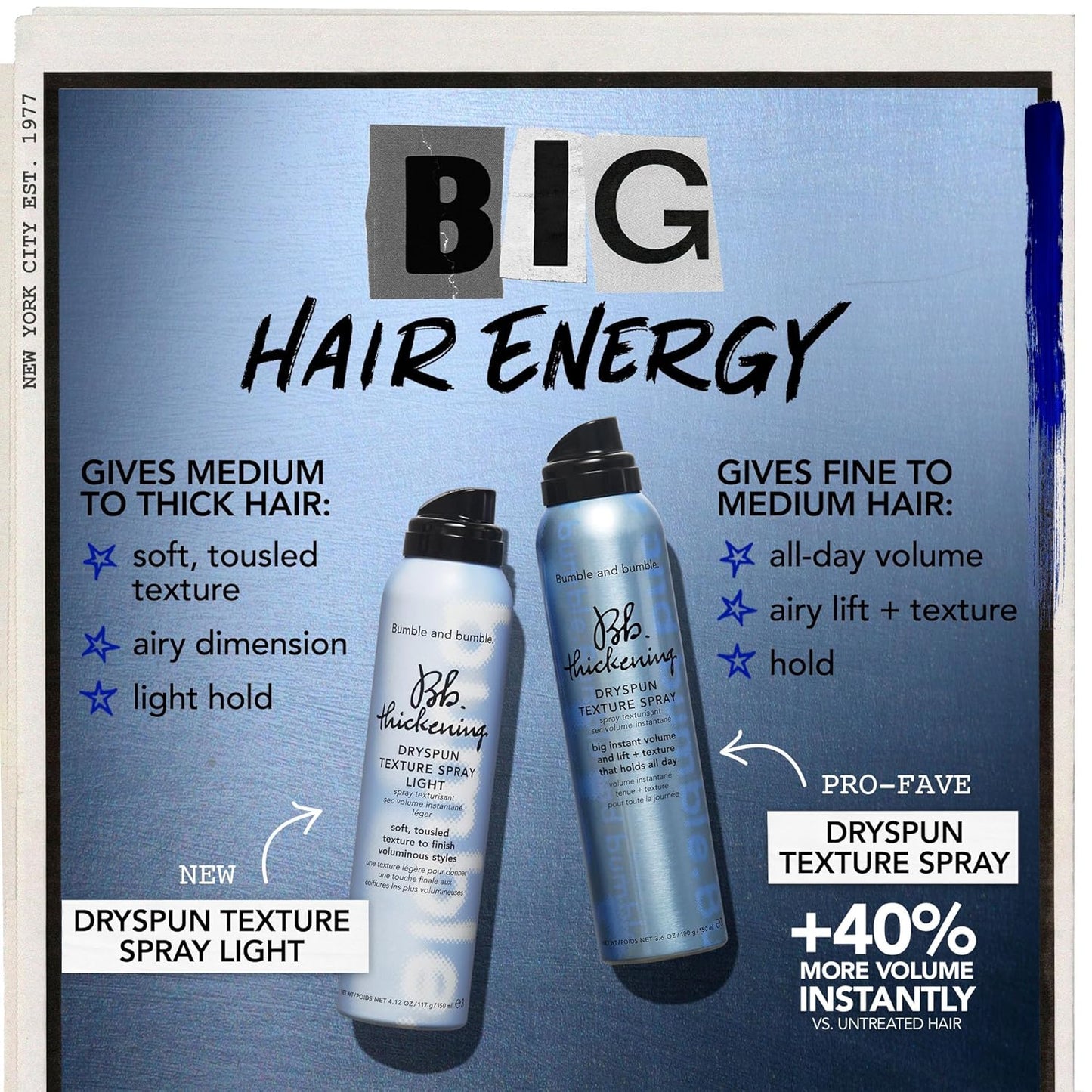 Bumble and bumble. Thickening Dryspun Texture Spray | Dry Texture Spray for Hair Volume..