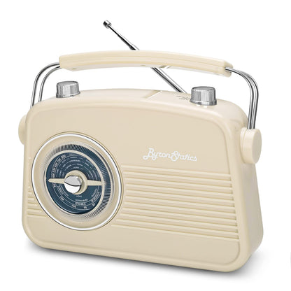 ByronStatics Portable Radio AM FM, Vintage Retro Radio - Cream..