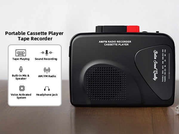 ByronStatics Portable Cassette Players Recorders FM
