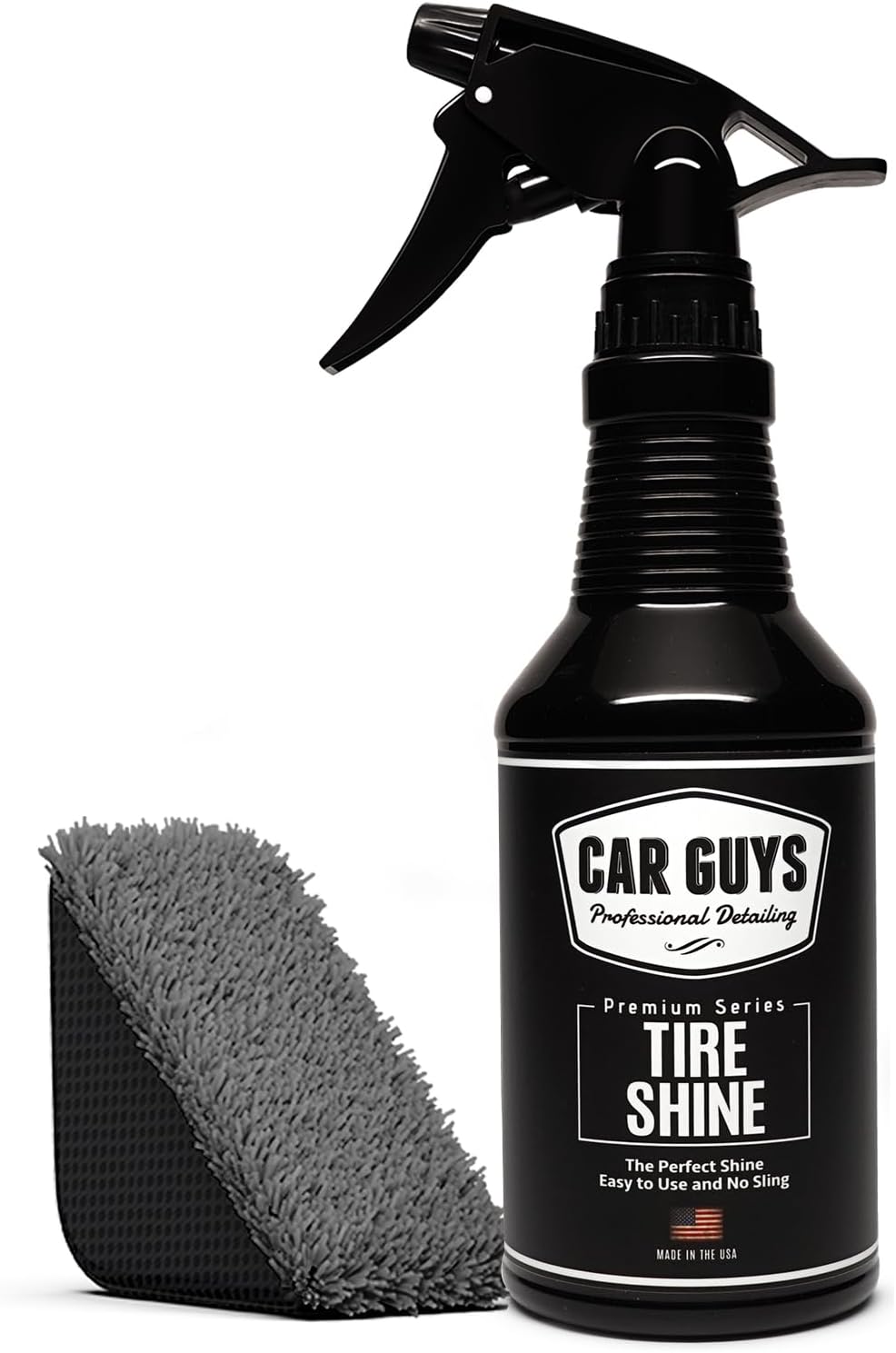 CAR GUYS Tire Shine Spray - The Perfect Deep Black Shine - 18 Oz Kit with Applicator