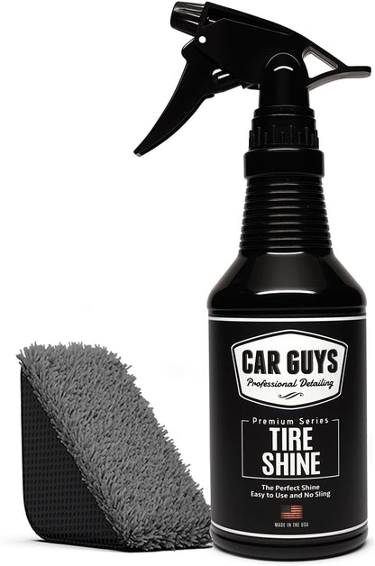 CAR GUYS Tire Shine Spray - The Perfect Deep Black Shine - 18 Oz Kit with Applicator