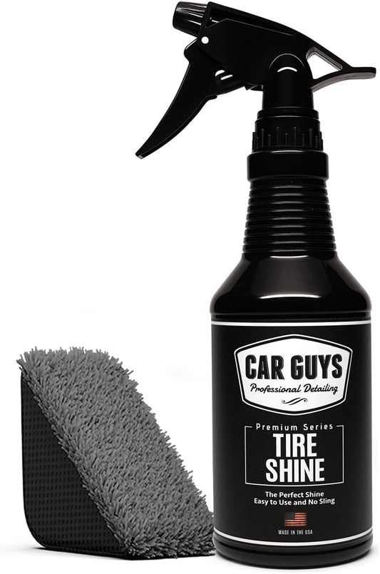 CAR GUYS Tire Shine Spray - The Perfect Deep Black Shine - 18 Oz Kit with Applicator