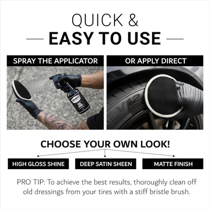 CAR GUYS Tire Shine Spray - The Perfect Deep Black Shine - 18 Oz Kit with Applicator