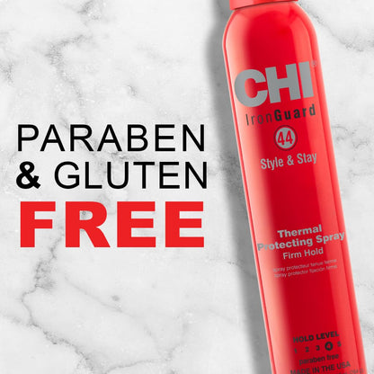 CHI 44 Iron Guard Style &amp; Stay Firm Hold Protecting Spray, Heat Protectant & Hairspray for a Long-Lasting Hold..
