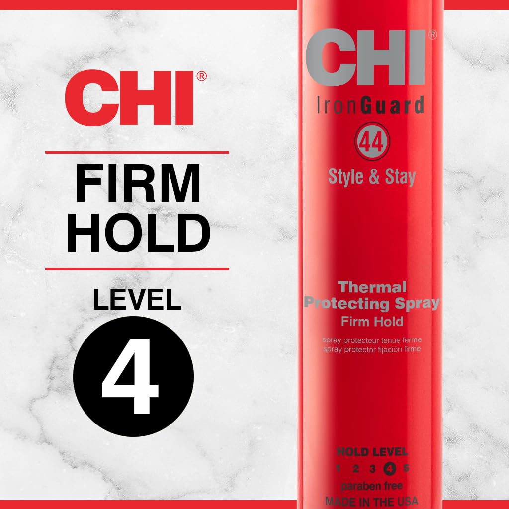CHI 44 Iron Guard Style &amp; Stay Firm Hold Protecting Spray, Heat Protectant & Hairspray for a Long-Lasting Hold..