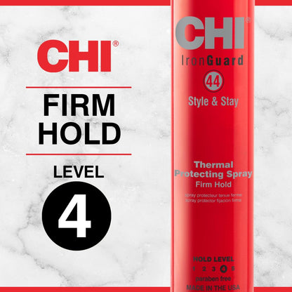 CHI 44 Iron Guard Style &amp; Stay Firm Hold Protecting Spray, Heat Protectant & Hairspray for a Long-Lasting Hold..
