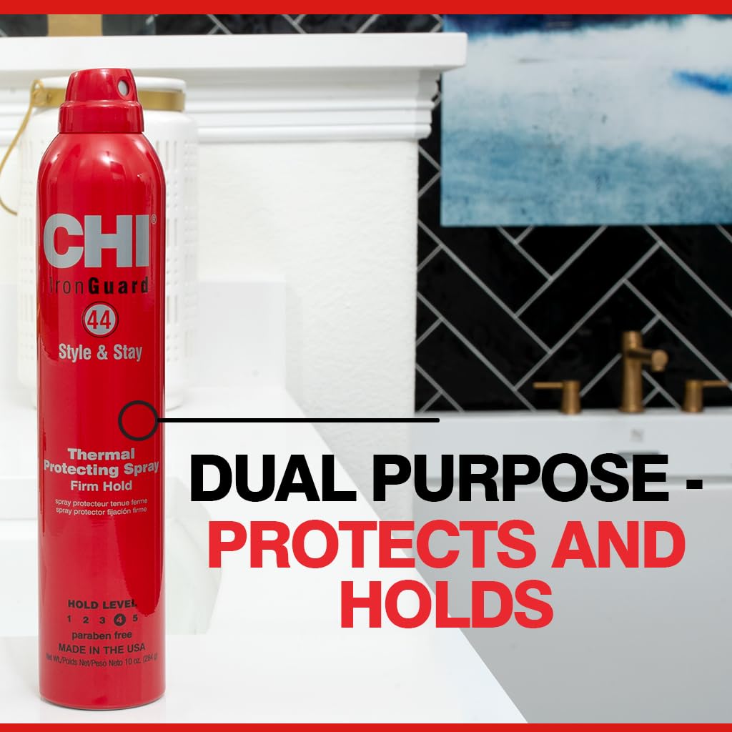 CHI 44 Iron Guard Style &amp; Stay Firm Hold Protecting Spray, Heat Protectant & Hairspray for a Long-Lasting Hold..