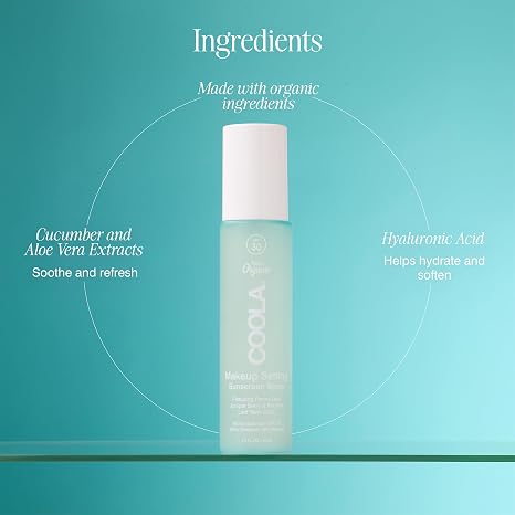 COOLA Makeup Setting Spray SPF 30, Clear Face Sunscreen Mist, 1 fl oz