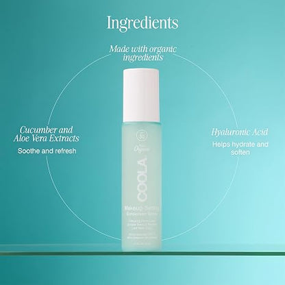 COOLA Makeup Setting Spray SPF 30, Clear Face Sunscreen Mist, 1 fl oz