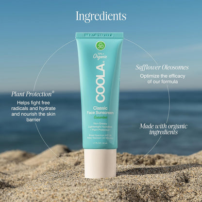 COOLA Organic Face Sunscreen SPF 30 Sunblock Lotion, Dermatologist Tested Skin Care for Daily Protection...