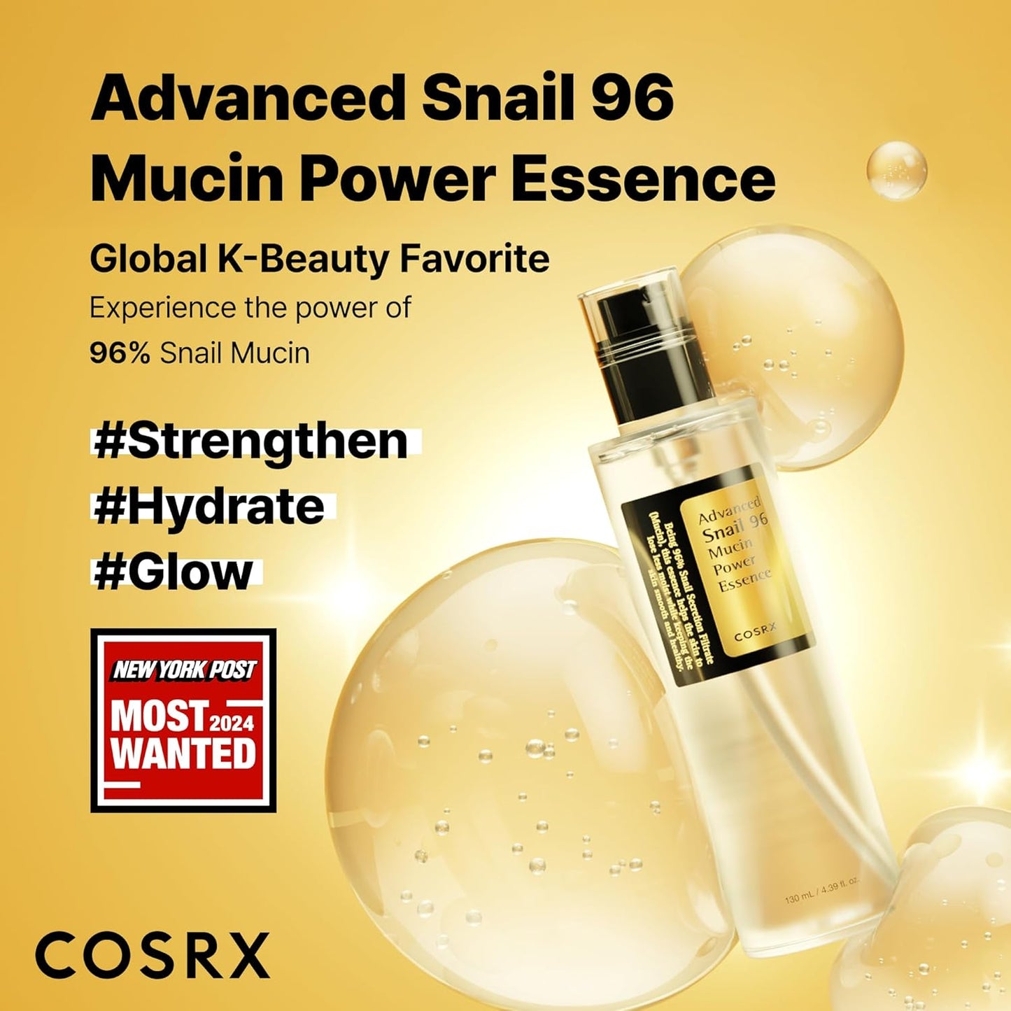 COSRX Snail Mucin 96% Repairing Serum, Hydrating Serum for Face with Snail Secretion Filtrate for Dull Skin & Fine Lines..