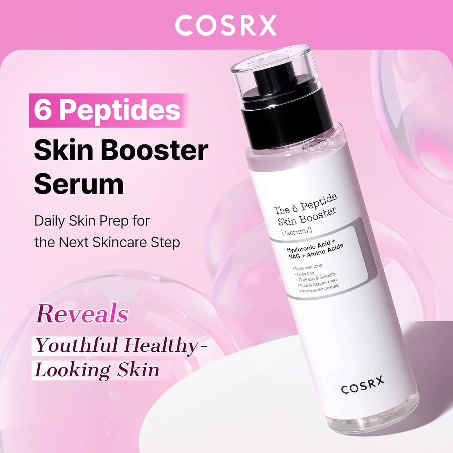 COSRX 6X Peptide Collagen Skin Booster Toner Serum for Dull &amp; Uneven Skin, Preps Skin with Copper Peptides..