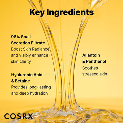 COSRX Snail Mucin 96% Repairing Serum, Hydrating Serum for Face with Snail Secretion Filtrate for Dull Skin & Fine Lines..