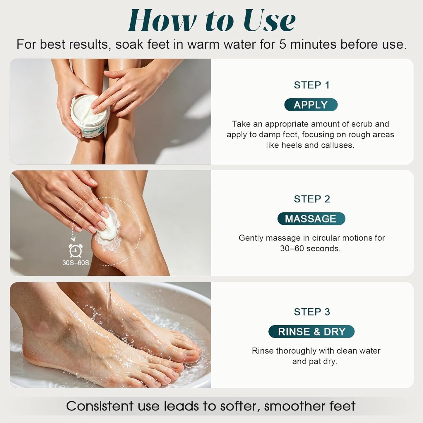 【Sea Salt Exfoliating Scrub】 – Foot Care Scrub for Dead Skin, Calluses & Cracked Heels ..