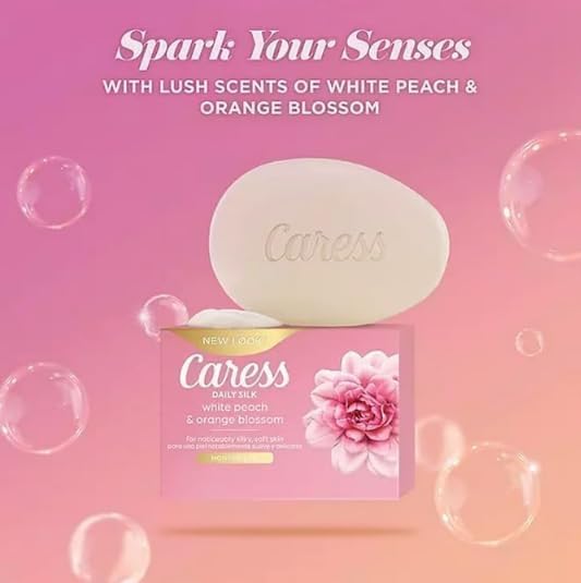 Caress Soap Daily Silk Beauty Bar, White Peach & Orange Blossom, 3.75 Ounce 16 Count