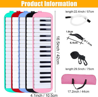Melodica 32 Key Pianica Portable with Carrying Bag Short and Long Mouthpieces