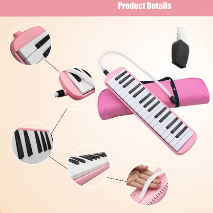 Melodica 32 Key Pianica Portable with Carrying Bag Short and Long Mouthpieces