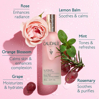 Caudalie Beauty Elixir Prep, Set Makeup, Glow Face Mist