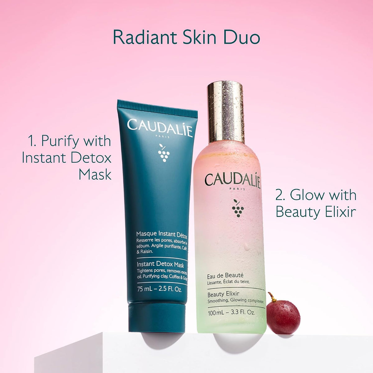 Caudalie Beauty Elixir Prep, Set Makeup, Glow Face Mist