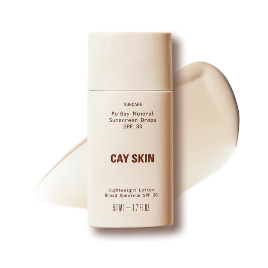 Cay Skin Mo'Bay Mineral Sunscreen Drops SPF 30 – Broad Spectrum Face Sunscreen &amp; Makeup Primer w/Sea Moss..
