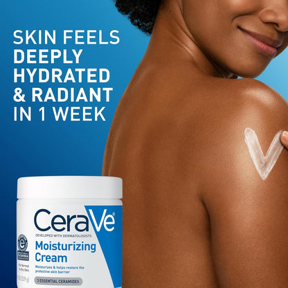 CeraVe Moisturizing Cream, Body and Face Moisturizer for Dry Skin, Body Cream with Hyaluronic Acid and Ceramides...