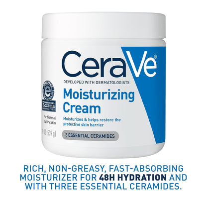 CeraVe Moisturizing Cream, Body and Face Moisturizer for Dry Skin, Body Cream with Hyaluronic Acid and Ceramides...