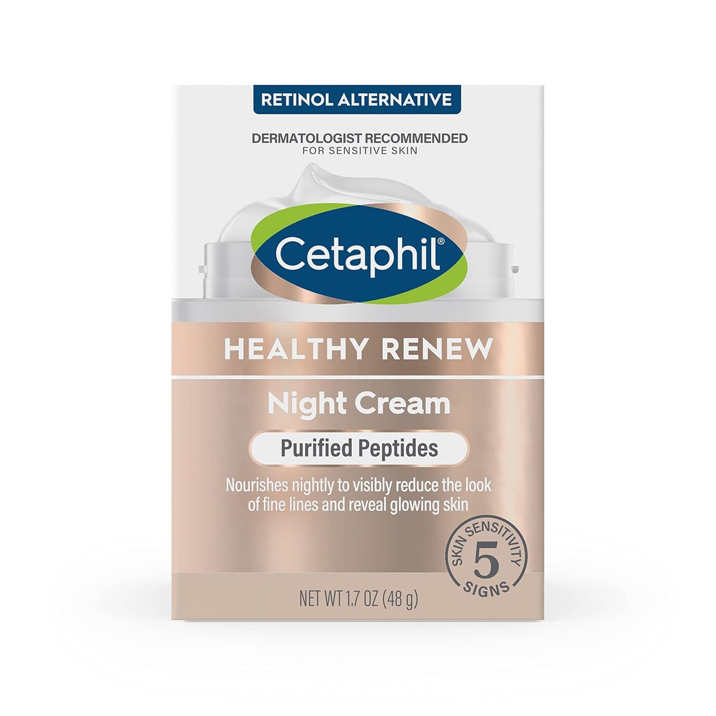 Cetaphil Healthy Renew Skin Tightening Night Cream 1.7 Oz, Wrinkle Repair Cream for Face with Peptides